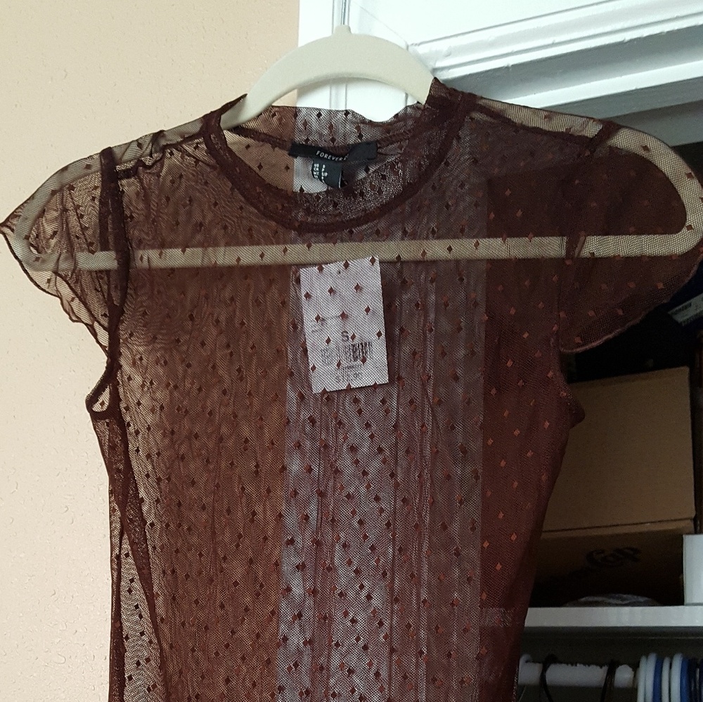 Sheer Brown Bodysuit -- Brand New!